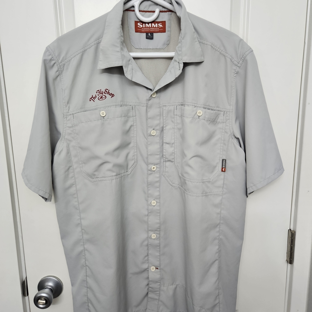 Simms "The Fly Shop" Gray Men's Shirt Large